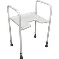 Loops Height Adjustable Bathroom Shower Stool - Front Cutaway - Tubular Steel Frame in Metallics