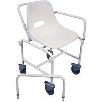Loops Attendant Propelled Shower Chair - Detachable Arms - 4 Braked Castors Easy Clean