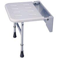 Loops Wall Fixed Aluminium Shower Seat - Fold away 190kg Limit Adjustable Leg Support