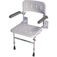 Loops Deluxe Wall Mounted Shower Seat with Arms Fold Away - Rust free Aluminium