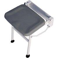 Loops Compact Folding Shower Seat with Support Legs - Grey Padded Seat - Wall Mounted
