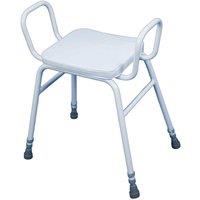 Loops Height Adjustable Perching Stool with Arms - 670 825mm Height - Padded Seat