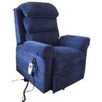 Loops Wall Hugging Rise & Recline Arm Chair - Waterfall Pillow - Blue Chenille Fabric