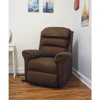 Loops Wall Hugging Rise & Recline Arm Chair - Waterfall Pillow - Brown Chenille Fabric