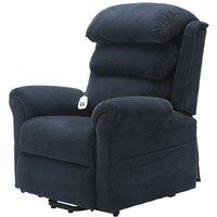 Loops Dual Motor Rise & Recline Armchair - Waterfall Pillow - Blue Chenille Fabric