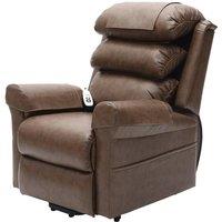 Loops Dual Motor Rise & Recline Armchair - Waterfall Pillow - Nutmeg PU Leather