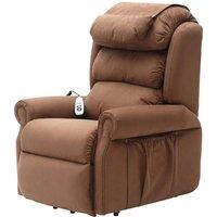 Loops Dual Motor Rise & Recline Armchair - Waterfall Pillow - Brown Suedette Fabric