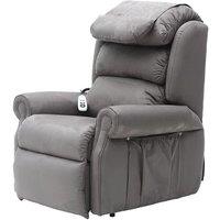 Loops Dual Motor Rise & Recline Armchair - Waterfall Pillow - Grey Suedette Fabric