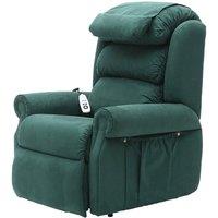 Loops Dual Motor Rise & Recline Armchair - Waterfall Pillow - Green Suedette Fabric