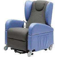 Loops Dual Motor Rise & Recline Lounge Chair - Wipe Clean PU Fabric Black & Blue