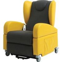Loops Dual Motor Rise & Recline Lounge Chair - Wipe Clean PU Fabric Black & Yellow