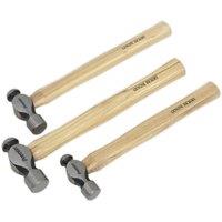 Loops 3 Piece Ball Pein Hammer Set - 12oz 1lb 1.5lb Pin Hammers - Hickory Shafts