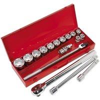 Loops 17 PACK Socket Set - 3/4 Square Drive - 6 Point Socket Kit - Chrome Vanadium