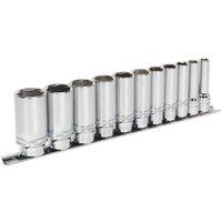 Loops 11 PACK DEEP Socket Set 3/8 Imperial Square Drive 6 Point LOCK-ON Rounded Heads