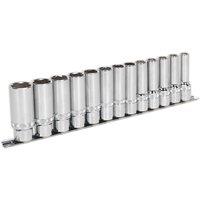 Loops 13 PACK DEEP Socket Set 1/2 Metric Square Drive - 6 Point LOCK-ON Rounded Heads