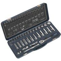Loops 34 PACK Socket Set 3/8 Metric Square Drive - 6 Point LOCK-ON Rounded Heads