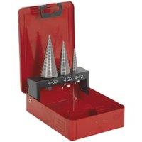 Loops 3 Piece HSS M2 Double Flute Step Drill Bit Set - 3 Sizes - Precision Hole Drill