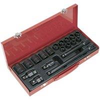 Loops 19 Piece Impact Socket Set - 1/2 Sq Drive - Extension Bar 3/4 Adaptor & Joint