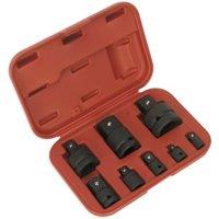 Loops 8 Piece Impact Wrench Socket Adaptor Set - Drop Forged Steel - Storage Case in Metallics
