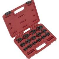 Loops 15pc Crows Foot Nut Spanner Socket Set - 3/8 Square Drive Ratchet - PHOSPHATE