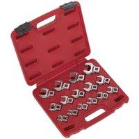 Loops 15pc Open Ended Crows Foot Nut Spanner Socket Set - 3/8 Square Drive Ratchet