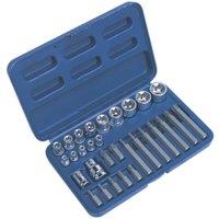 Loops 30pc TRX Star Socket & Hex Bit Set - 1/4 3/8 1/2 Square Drive - Male & Female