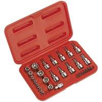 Loops 29pc TRX Star Socket & SECURITY Bit Set - 1/4 & 3/8 Square Drive Male & Female