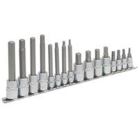Loops 16pc Hex Socket Bit Set - 1/4 3/8 Square Drive 3mm to 10mm Long & Short Shaft