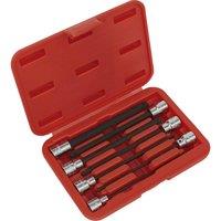 Loops 7pc Ball End Hex Socket Bit Set 3/8 Square Drive 3mm to 10mm - 150mm Long Shaft