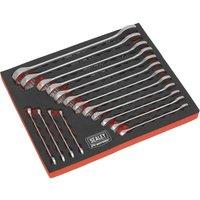 Loops 16pc Slim Handled Combination Spanner Set -12 Point Metric Ring Open Head Wrench