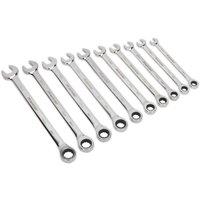 Loops 10pc EXTRA LONG Combination Hand Spanner Set - 10mm - 19mm 12 Point Slim Handle