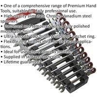 Loops 12pc FLEXIBLE HEAD Combination Ratchet Spanner Set 12 Point Metric Moving Socket