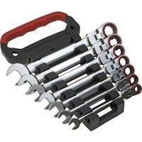 Loops 7pc FLEXIBLE HEAD Combination Ratchet Spanner Set 12 Point Metric Moving Socket
