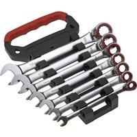 Loops 7pc Reversible Ratchet Combination Spanner Set - 12 Point Metric Moving Socket