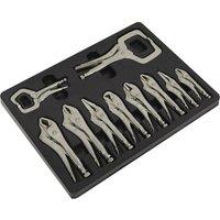 Loops 10 Piece Locking Pliers C-Clamp Set - Deep Cut Jaws - Chrome Vanadium Steel in Metallics