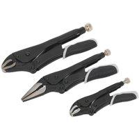 Loops 3 Piece Quick Release Locking Pliers Set - Curved & Long Nose Pliers - Black