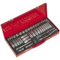 Loops 45 PACK Socket Set - 3/8 Met & Imp Square Drive - 6 Point Socket Ratchet Handle