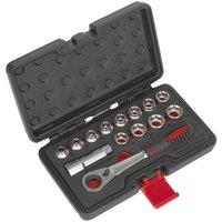 Loops 14pc Low Profile GO-THROUGH Socket Set - 3/4 Metric Square Drive Ratchet Handle