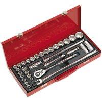 Loops 32 PACK Socket Set - 1/2 Met & Imp Square Drive - 6 Point Socket Ratchet Handle