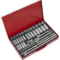 Loops 50 PACK Socket Set - 1/2 & 3/8 Metric Square Drive - Ratchet Handle Extension