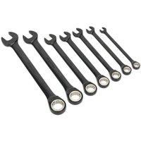 Loops 7pc PREMIUM Combination Ratchet Spanner Set 12 Point Metric Socket BLACK SERIES