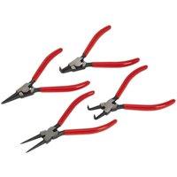 Loops 4 Piece 180mm Circlip Pliers Set - Hardened - Spring Loaded Jaws - Non Slip Tips
