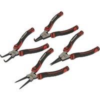 Loops 4 Piece 180mm Circlip Pliers Set - Spring Loaded Jaws - Forged Non-Slip Tips