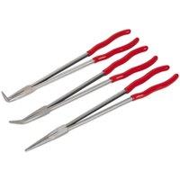Loops 3 Piece 400mm Needle Nose Pliers Set - Straight & Angled Nose - Serrated Jaws