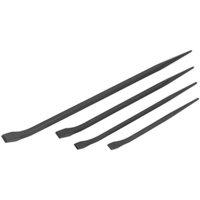 Loops 4 Piece Pry Bar Set - 300mm 400mm 450mm & 450mm Steel Shafts - Drop Forged in Metallics