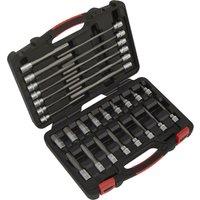 Loops 30 PACK METRIC Male Hex Bit Set - 3/8 Square Drive Socket - 200mm Long S2 STEEL in Metallics