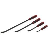 Loops 4 Piece Heavy Duty Pry Bar Set with Hammer Cap - Angled Shafts - Chromoly Steel in Metallics
