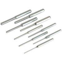 Loops 9 Pc Parallel Roll Pin Punch Set - Hardened & Tempered Steel Punches - Metric in Metallics