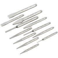 Loops 12 Piece PREMIUM Punch & Chisel Set - Hardened & Tempered - Chromed Steel in Metallics