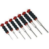 Loops 7 Piece Sheathed Parallel Pin Punch Set - Contoured Foam Grip - Chromoly Steel in Metallics